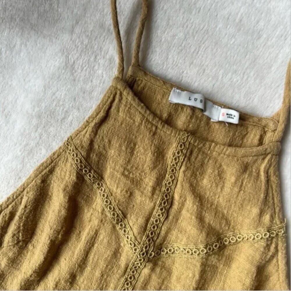 Lush Mustard Crochet Swing Mini Dress - Picture 4 of 6